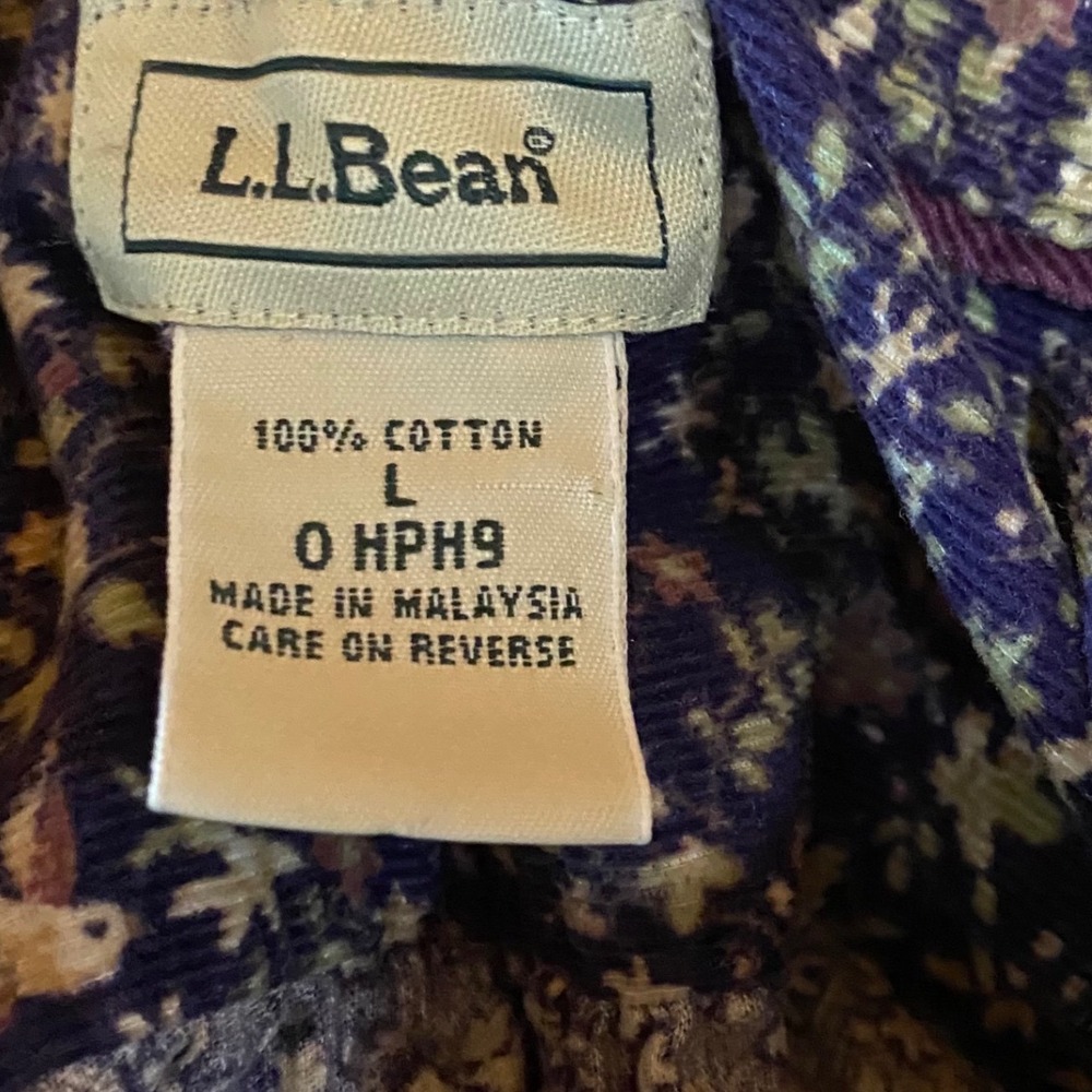 L.L. Bean Floral Bird Cotton Corduroy Button Down Shirt cottagecore Boho - Picture 3 of 7